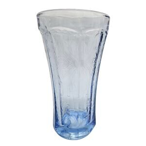 Vintage Blue Pressed Glass Old INDIANA GLASS Vase Candle Holder Home Decor